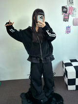 FLEECE PICKABLE❤RIBBON CANCAN BOOTSCUT WIDE 2 STYTLE PANTS🖤🩶🤎💛5COLOR