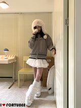 Jacquard Isle Hooded Knitwear Zip-Up Cardigan