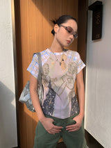 クリードペインティングショートスリーブラグランTシャツ
