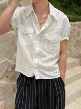 Cool ever stripe western crop shirts(2color)
