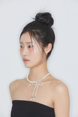 Pearl ribbon necklace