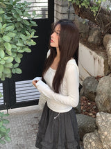Warmin Frill Banding Check Midi Skirt