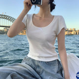 [BELLIDE MADE] ribbon frill short-sleeved T-shirt