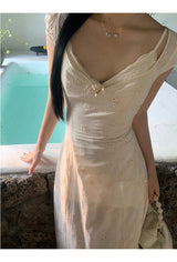 Ivory Punching Layered Long Dress