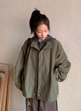 Ranbe Windbreaker Over Bomber Jacket