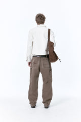 (BASE) CROP DOUBLE FLAP TRUCKER (WHITE)