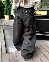 Kerry Stud Strap Balloon Fit Cotton Long Pants