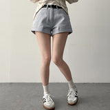 Belling Color Roll-Up A-line Shorts + Belt Set