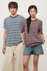 マルチストライプハーフTシャツ