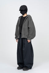Vintage Washing Crop Hooded Zip-Up