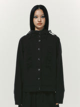 COTTON SHIRRING HOOD JACKET BLACK
