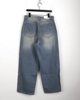 Techi string washed wide denim pants