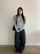 スビットラウンドヘアー半袖ニット