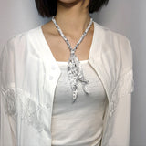 [hand made] paisley bandana knot necklace white