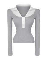 Cayla button collar shirt top (2color)