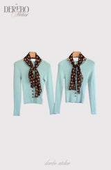 mint dot scarf cardigan
