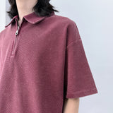 ウォッシュドハーフジップポロTシャツ