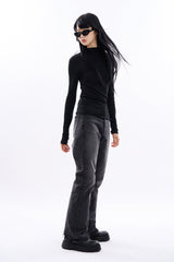 Bega rough crop bootcut denim pants