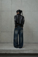 Pocket reverse denim pants