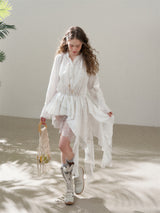 Cotton Embroidered Lace Flower Beads Romantic Dress