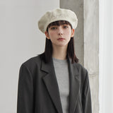 VARZAR Cursive Logo Wool Beret / Ivory