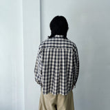Japanese Clean Fit Classic Blurred Plaid Sharp Straight Hem Shirt