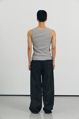 High ribbed logo sleeveless(Gray)