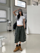 Needs ribbed button unbalanced shoulder t-shirt