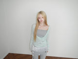 pleats mesh shirrin  top(3 color) 