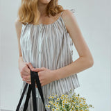 BLOSSOM HALTER NECK SLEEVELESS TOP [STRIPE BLACK]