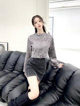 1059. Star stud suede crop jk (2color)