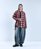 87-STAN088 Hab Vintage OverFit Pocket Long-Sleeved Check Shirt