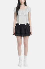 Laura Dot Shirred Short Sleeve T-shirt