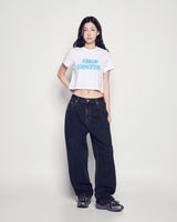 25FW WOMAN CLOUD FONT CROP SHORT SLEEVE T-SHIRT WHITE