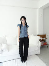 blue checkered shirt