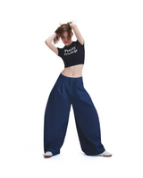 PUSH PUSH PP STRIPES PANTS ストライプワイドパンツ青色（あおいろ）