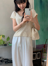 Summer Ivory Loose Cotton Wide Pants (3color)