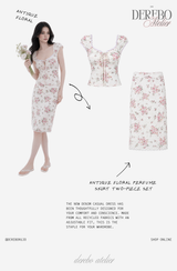 Antique Floral Perfume Skirt Two-Piece Set (blouse+skirt set)