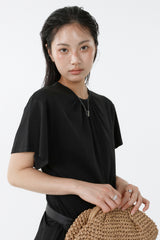 SHIRRED ROUND TOP_BLACK