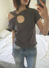 TWIST HOLE HALF TEE (4color)