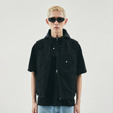 Voyage hooded zip vest / Black