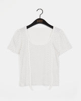 ハエルドットパフスリーブストラップTシャツ