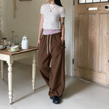Lapit see-through ribbon half-turtleneck short-sleeved T-shirt