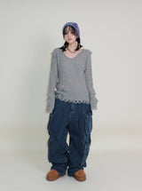 Zelda Double Pocket String Wide Denim Pants