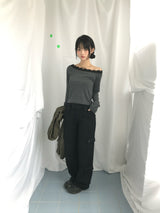 Feminine Flat Neck Long T-Shirt