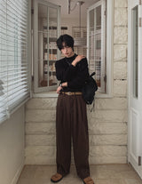 Luden wide pin tuck wool slacks