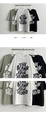 Pev lettering short-sleeved knit shirt