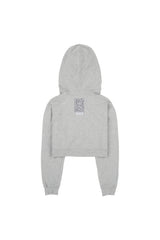 クロップロゴフードジップアップ (GRAY)