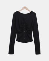 Rahel Shirring V-Neck Cardigan