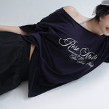 [Robbins] レタリング ワンショルダー ショートスリーブ Tシャツ - 3カラー